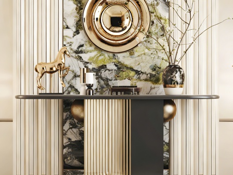  现代轻奢玄关 条案3d模型 