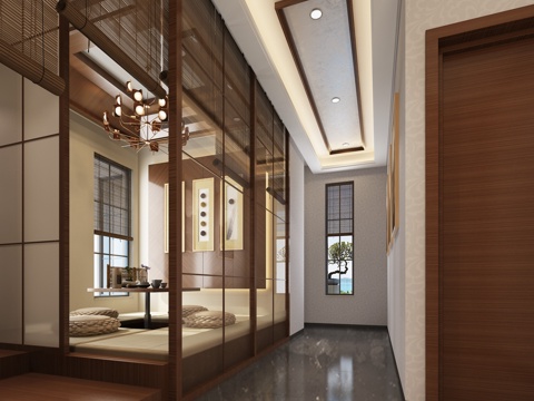  新中式茶室 榻榻米3d模型 