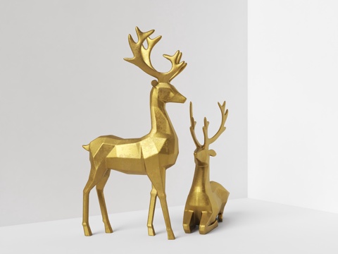  现代雕塑 景观雕塑 鹿雕塑 动物雕塑 鹿 雕塑摆件 金属雕塑3d模型 