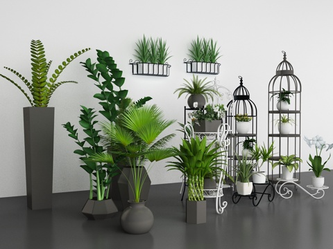  欧式铁艺植物装饰3d模型 