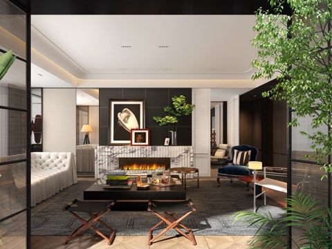  现代风格客餐厅3d模型 