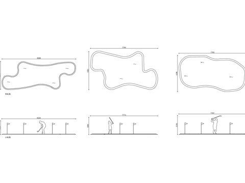  高尔夫模拟器 室内高尔夫练习场 模拟高尔夫球场 高尔夫模拟训cad施工图 