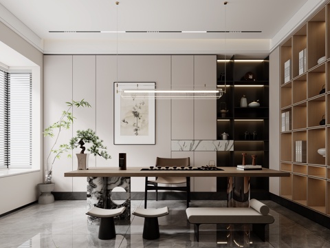  现代茶室3d模型 