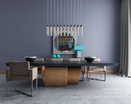  新中式沙发茶几组合 吊灯 装饰画3d模型 