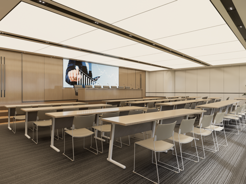 现代培训室 会议室 多功能室su模型