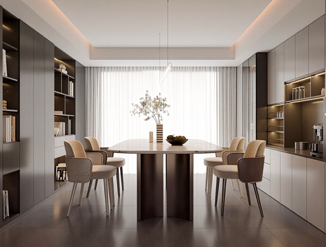  现代意式餐厅3d模型 