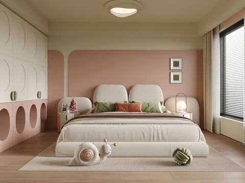  现代女孩房 儿童房 儿童床3d模型 