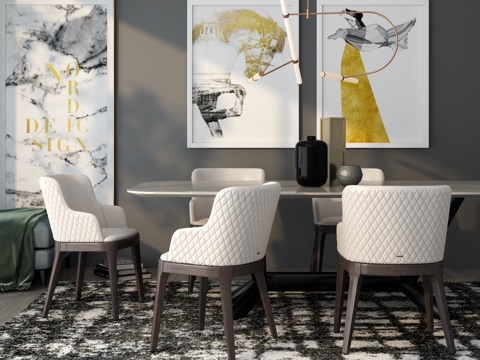  新古典风格餐桌组合3d模型 