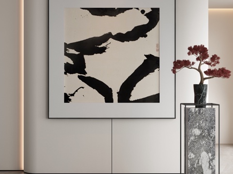  极简侘寂风抽象挂画3d模型 