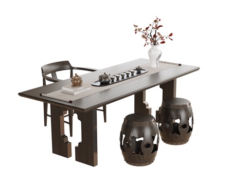 现代餐桌椅 餐椅su模型