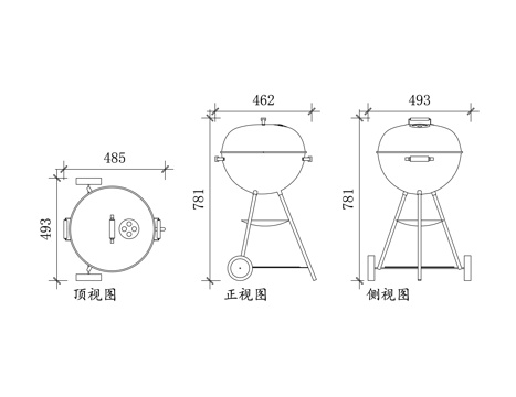 炭烤架 木炭烧烤炉 烧烤架 炭烧烤炉 户外炭烤架cad施工图