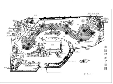 别墅庭院花园平面图CADcad施工图