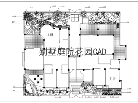 别墅庭院花园平面图CADcad施工图