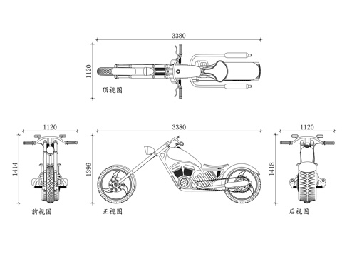 美式巡航机车 定制重机车 复古改装摩托 手工定制机车cad施工图