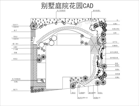 别墅庭院花园平面图cadcad施工图