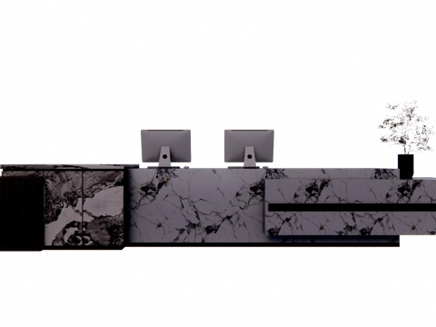 前台 电脑 公司前台su模型