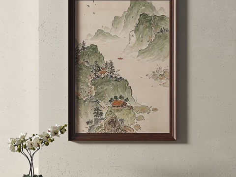  中古，复古，装饰画3d模型 