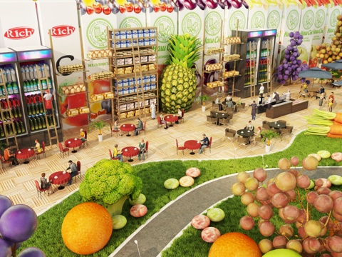  现代微缩餐厅景观3d模型 