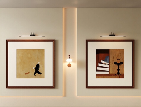  中古风挂画3d模型 