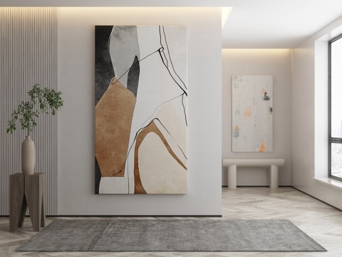  极简侘寂风抽象挂画3d模型 