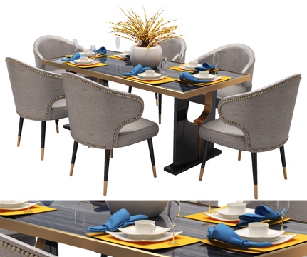  现代餐桌椅3d模型 