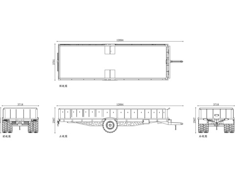 栏板拖车 栏板式挂车 货运栏板拖挂车 平板栏板拖车cad施工图