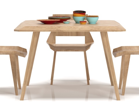  北欧餐桌椅子 摆件组合3d模型 