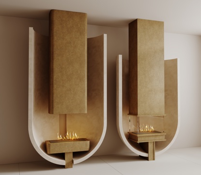  现代壁炉3d模型 