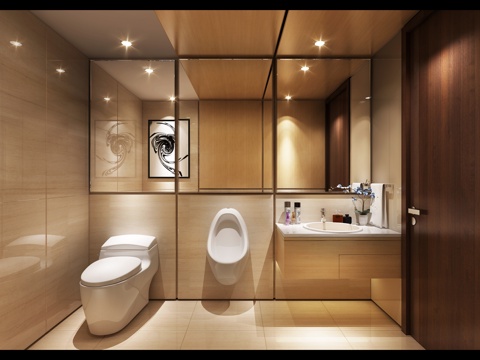  现代酒店卫生间 卫生间 客房卫生间 公共卫生间3d模型 