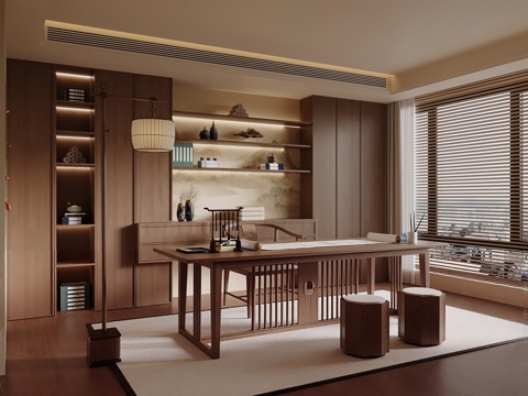  新中式书房3d模型 