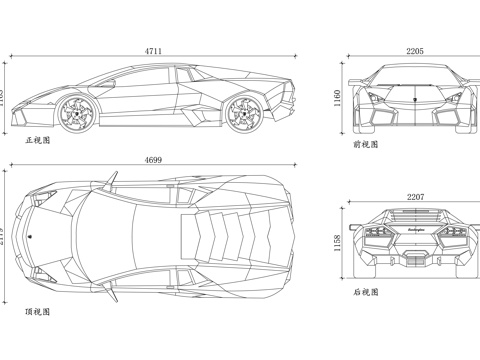 林宝坚尼 蓝宝坚尼 朗博基尼 蛮牛 意式公牛cad施工图