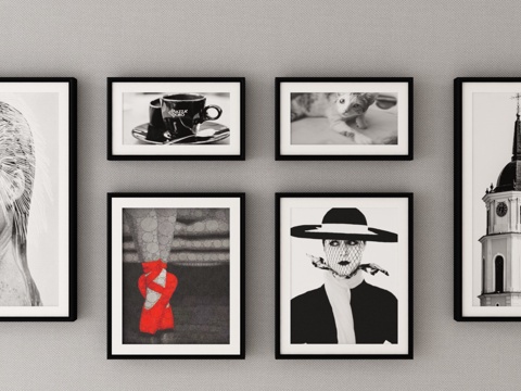  现代装饰画组合3d模型 