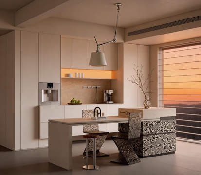  开放式餐厅 餐厅 吧台 厨柜3d模型 