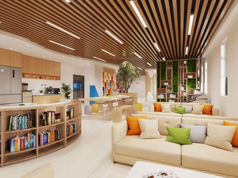  公共活动室 休息区 阅读室 职工之家3d模型 