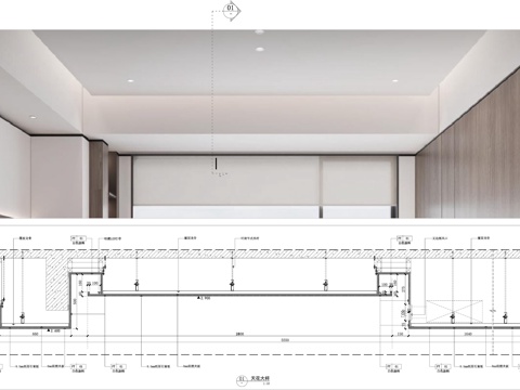 悬浮吊顶 石膏板吊顶 顶面节点  卧室吊顶cad施工图