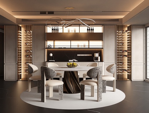 现代轻奢餐厅3d模型