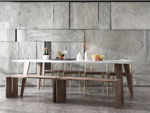  现代餐桌椅组合3d模型 