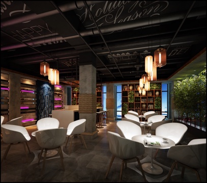  现代咖啡厅3d模型 