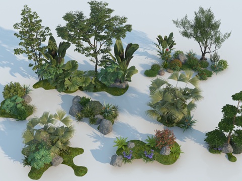  现代景观植物组团3d模型 