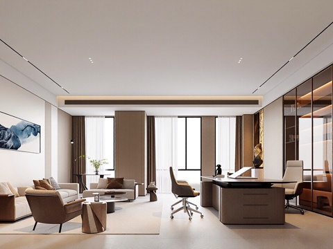  现代意式经理办公室3d模型 
