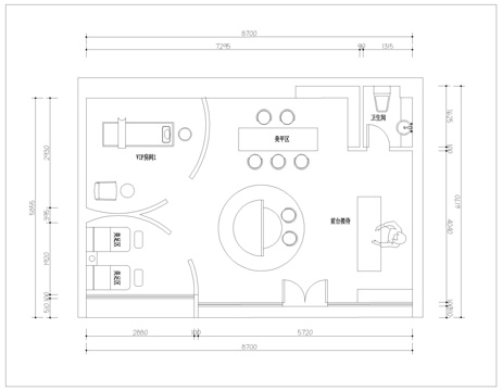 高档美甲美瞳 美容店  最新平面施工图设计cad施工图