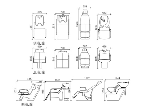 美容椅 美发椅 美容院座椅 美容美体椅 理疗美容椅cad施工图