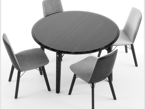  现代实木餐桌椅模型3d模型 