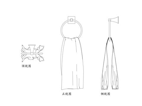 毛巾挂环 浴巾挂环 浴室毛巾环 圆形毛巾架 卫浴毛巾圈cad施工图