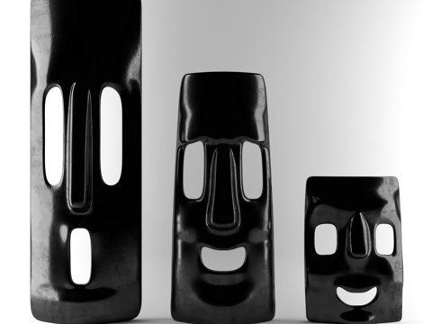  现代面具摆件组合3d模型 