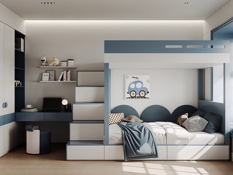  现代通用儿童房3d模型 
