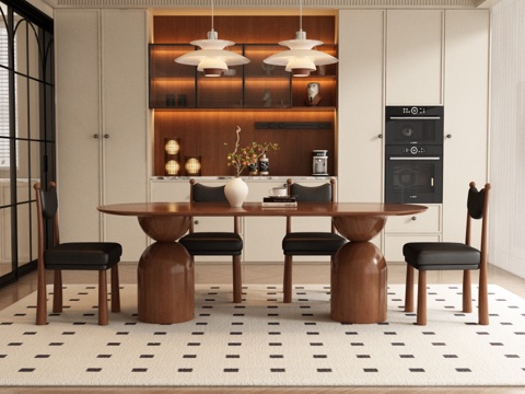  中古风餐桌椅3d模型 