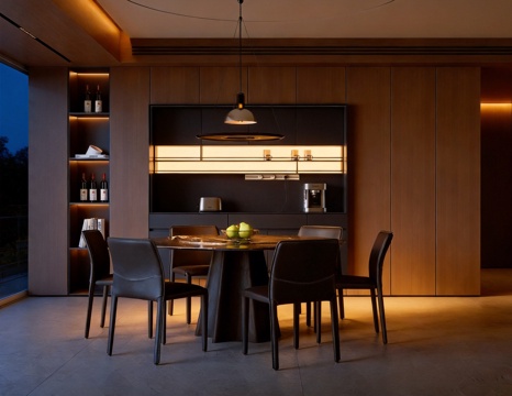  开放式餐厅 餐桌 餐边柜3d模型 