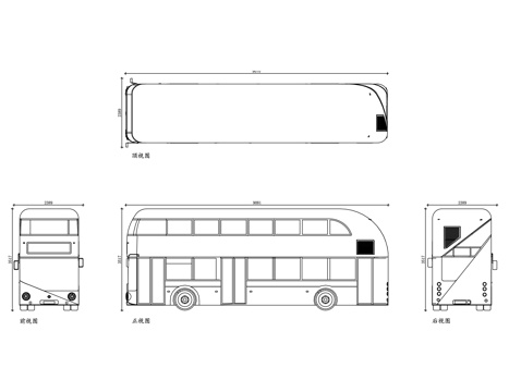 英伦巴士 双层巴士 红色巴士 伦敦公交 都市巴士cad施工图