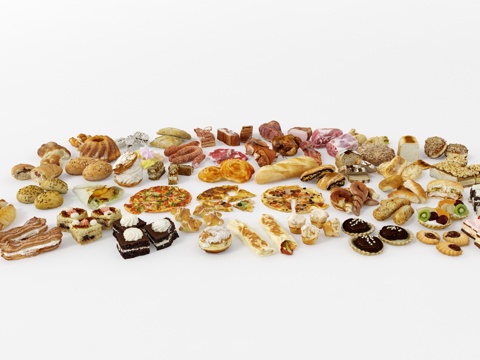  食物 食物集合 美食 面包 蛋糕 肉类 快餐 汉堡 甜品3d模型 